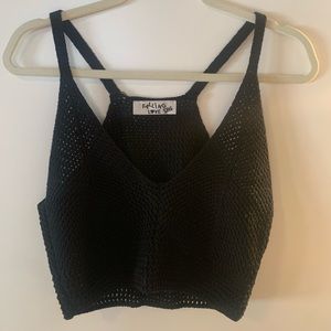 Falling Love Black Crochet Top